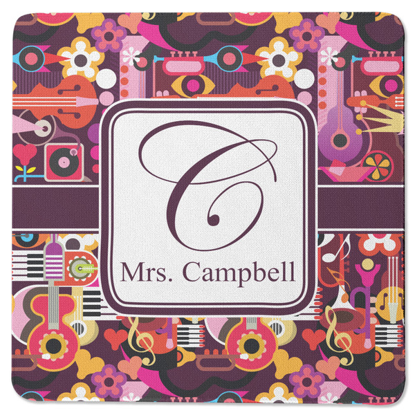 Abstract Music Square Coaster Rubber Back - Single