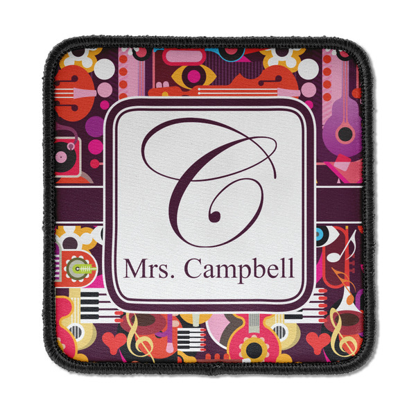 Custom Abstract Music Iron On Square Patch w/ Name and Initial