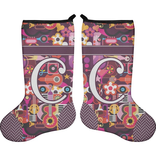 Custom Abstract Music Holiday Stocking - Double-Sided - Neoprene (Personalized)