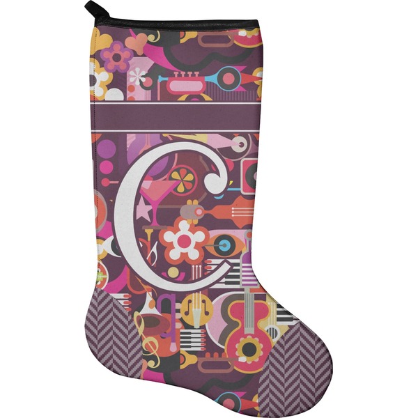 Custom Abstract Music Holiday Stocking - Single-Sided - Neoprene (Personalized)