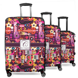 Abstract Music 3 Piece Luggage Set - 20" Carry On, 24" Medium Checked, 28" Large Checked (Personalized)