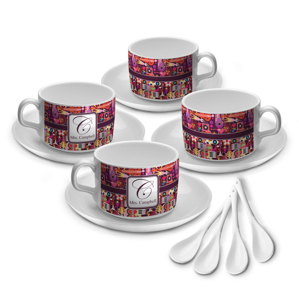 Custom Abstract Music Tea Cup - Set of 4 (Personalized)