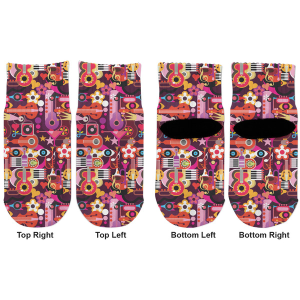 Abstract Music Toddler Ankle Socks - Double Pair - Front and Back - Apvl