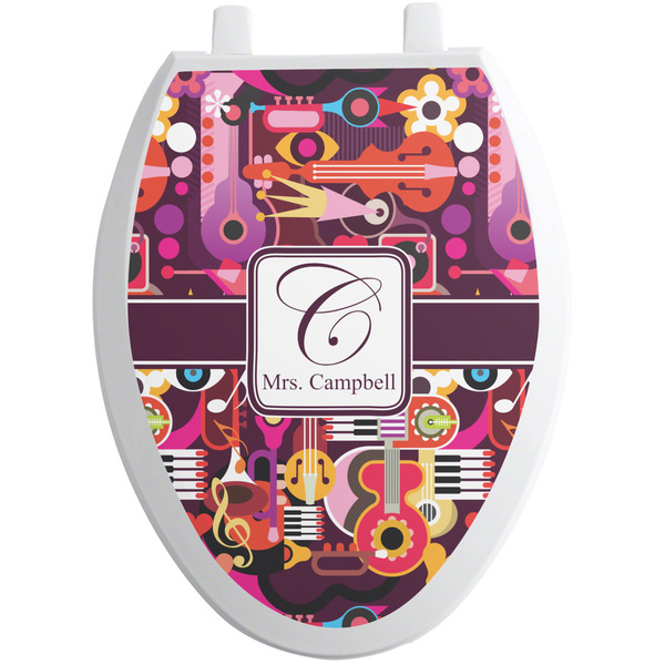 Custom Abstract Music Toilet Seat Decal - Elongated (Personalized)