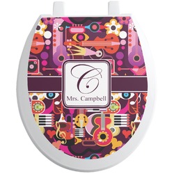 Abstract Music Toilet Seat Decal - Round (Personalized)
