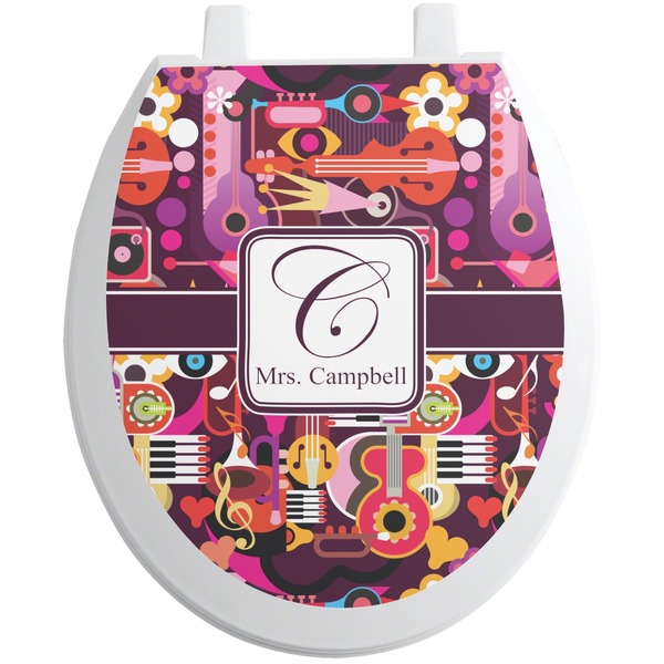 Custom Abstract Music Toilet Seat Decal - Round (Personalized)