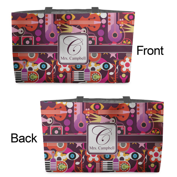 Abstract Music Tote w/Black Handles - Front & Back Views