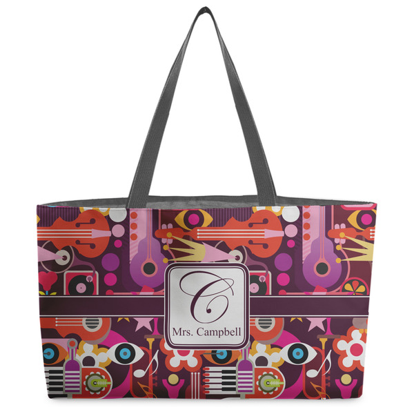Custom Abstract Music Beach Totes Bag - w/ Black Handles (Personalized)