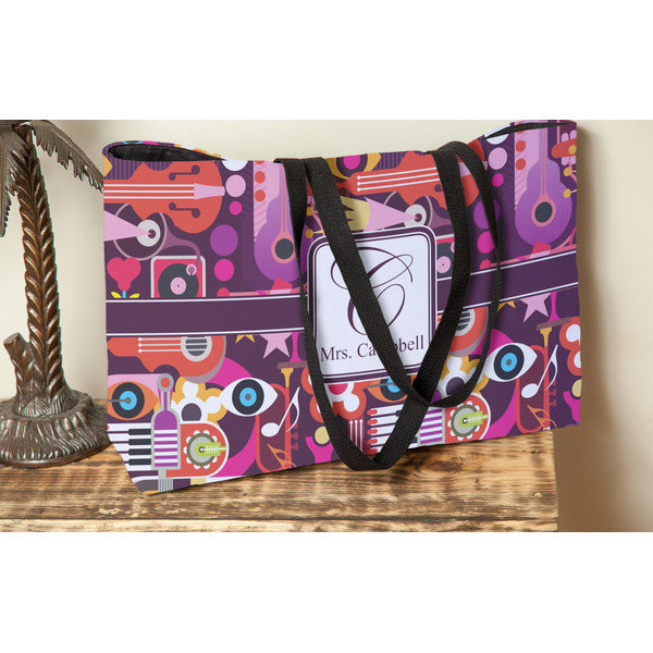 Abstract Music Tote w/Black Handles - Lifestyle View