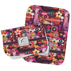 Abstract Music Burp Cloths - Fleece - Set of 2 w/ Name and Initial