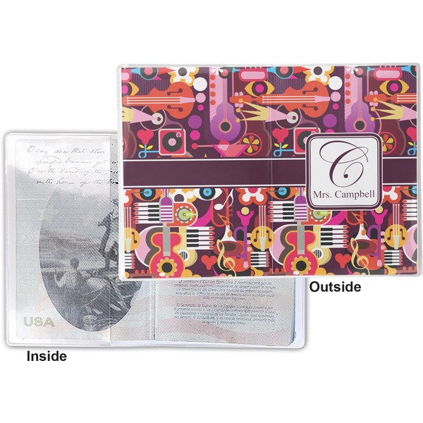 Abstract Music Vinyl Passport Holder - Flat Front and Back