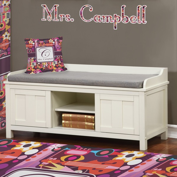 Abstract Music Wall Name Decal Above Storage bench