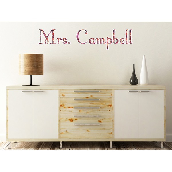 Abstract Music Wall Name Decal On Wooden Desk