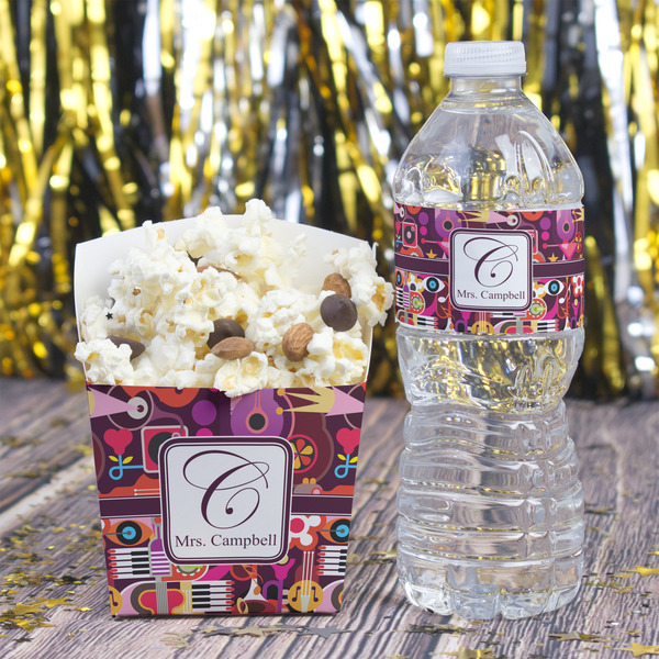 Abstract Music Water Bottle Label - w/ Favor Box