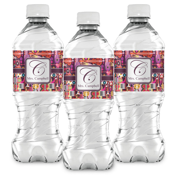 Abstract Music Water Bottle Labels - Front View