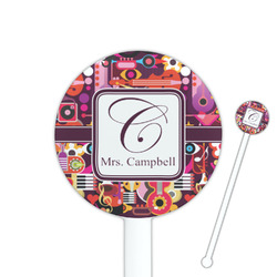 Abstract Music 5.5" Round Plastic Stir Sticks - White - Single Sided (Personalized)