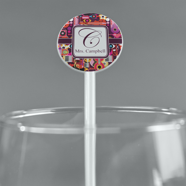 Abstract Music White Plastic 5.5" Stir Stick - Round - Main