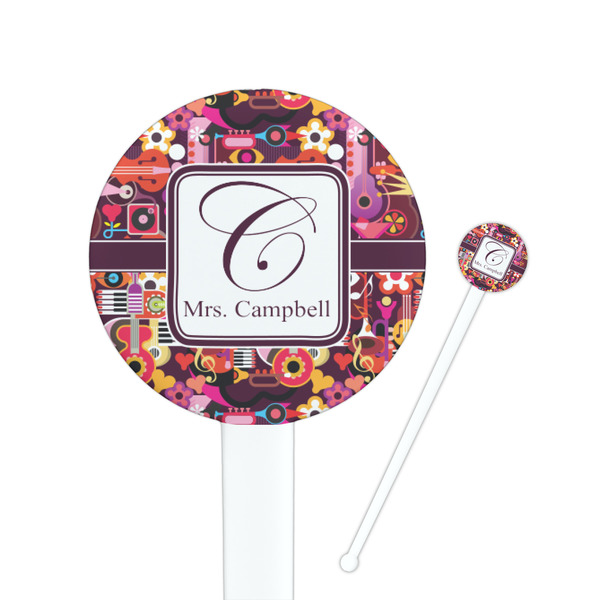 Custom Abstract Music Round Plastic Stir Sticks (Personalized)