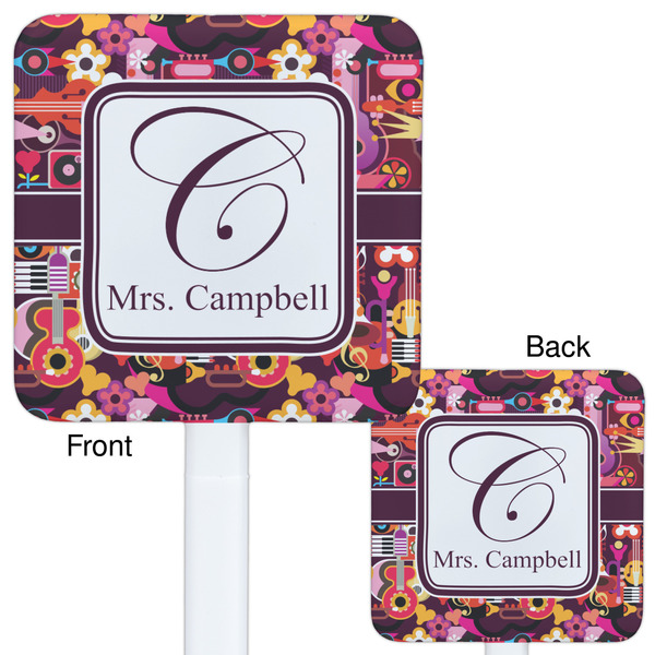 Abstract Music White Plastic Stir Stick - Double Sided - Approval