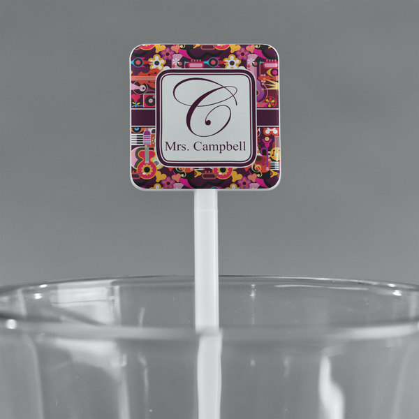 Abstract Music White Plastic Stir Stick - Square - Main