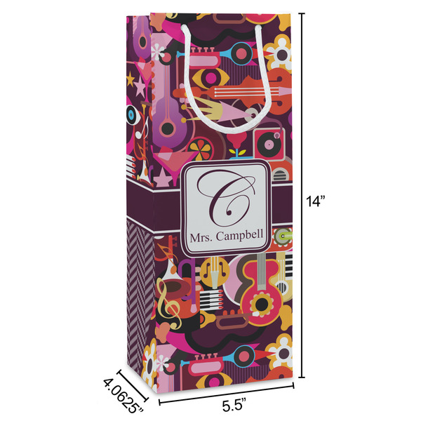 Abstract Music Wine Gift Bag - Dimensions
