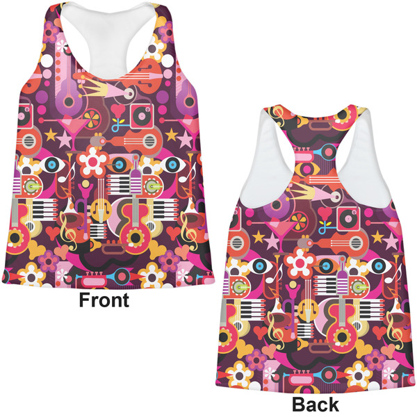 Abstract Music Womens Racerback Tank Tops - Medium - Front and Back