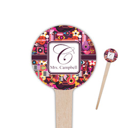Abstract Music 4" Round Wooden Food Picks - Double Sided (Personalized)