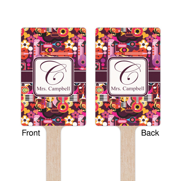 Abstract Music Wooden 6.25" Stir Stick - Rectangular - Double Sided - Front & Back