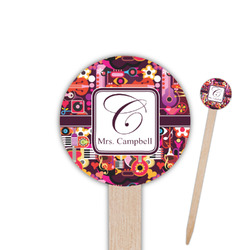 Abstract Music 6" Round Wooden Food Picks - Double Sided (Personalized)