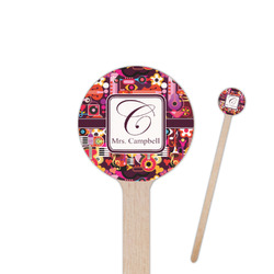 Abstract Music 6" Round Wooden Stir Sticks - Double Sided (Personalized)
