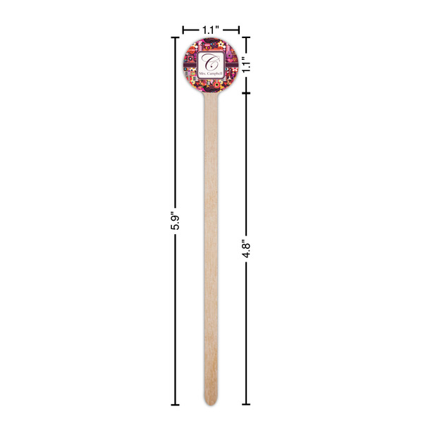 Abstract Music Wooden 6" Stir Stick - Round - Dimensions