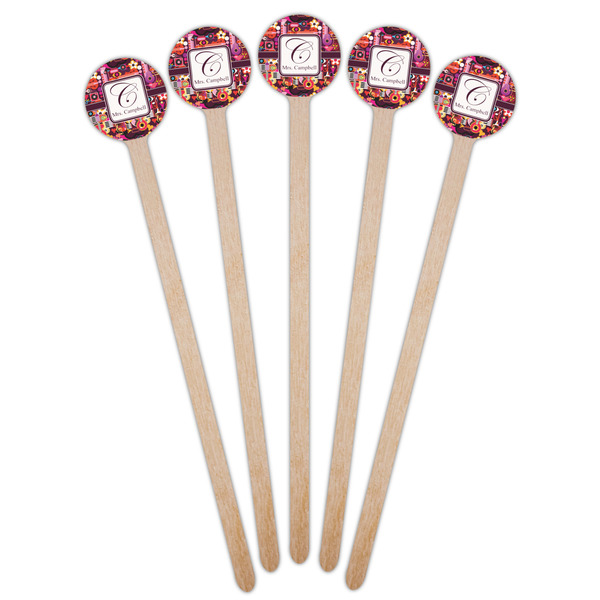 Abstract Music Wooden 6" Stir Stick - Round - Fan View