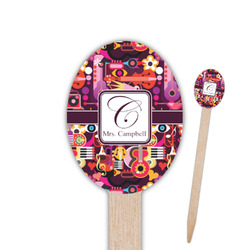 Abstract Music Oval Wooden Food Picks - Double Sided (Personalized)