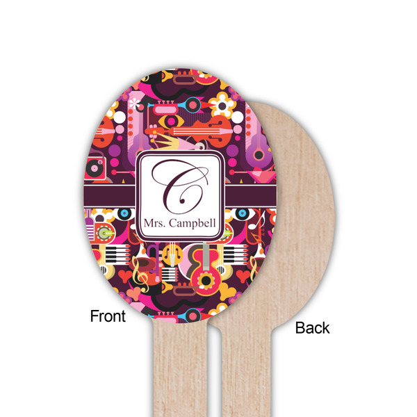Abstract Music Wooden Food Pick - Oval - Single Sided - Front & Back