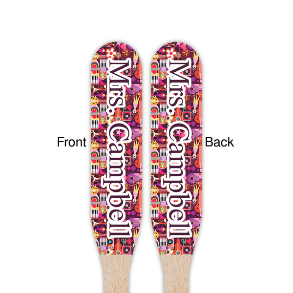 Abstract Music Wooden Food Pick - Paddle - Double Sided - Front & Back