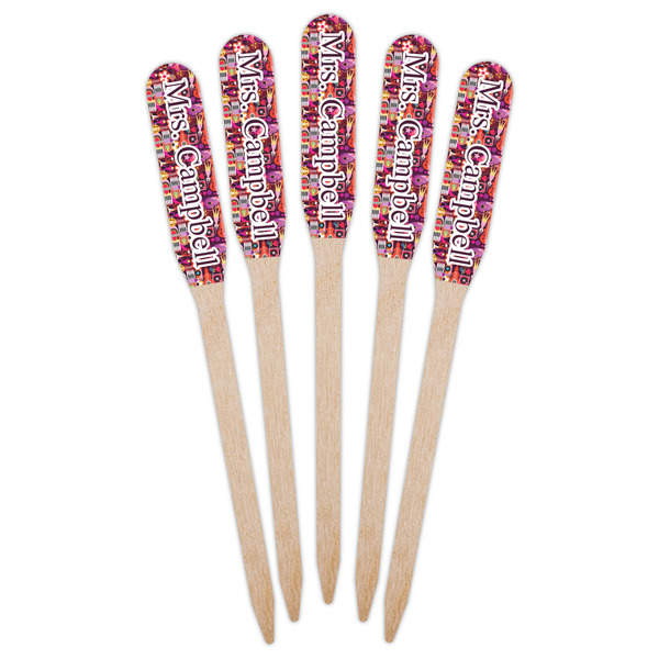 Abstract Music Wooden Food Pick - Paddle - Fan View