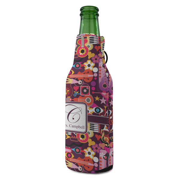 Abstract Music Zipper Bottle Cooler - ANGLE (bottle)