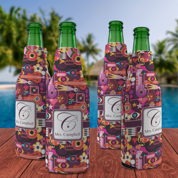 Abstract Music Zipper Bottle Cooler - Set of 4 - LIFESTYLE