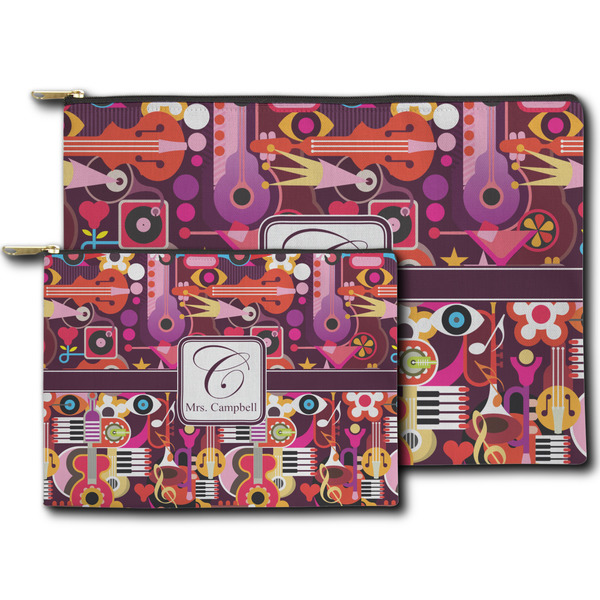 Abstract Music Zippered Pouches - Size Comparison