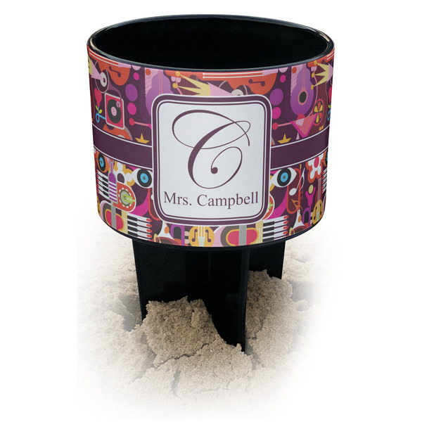 Custom Abstract Music Black Beach Spiker Drink Holder (Personalized)