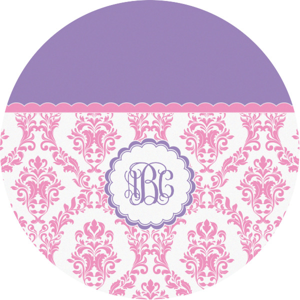 Custom Pink, White & Purple Damask Multipurpose Round Labels - 1" (Personalized)