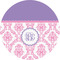 Pink, White & Purple Damask Multipurpose Round Labels - 1" (Personalized)
