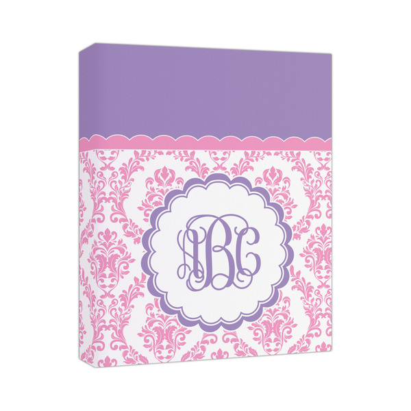 Custom Pink, White & Purple Damask Canvas Print (Personalized)