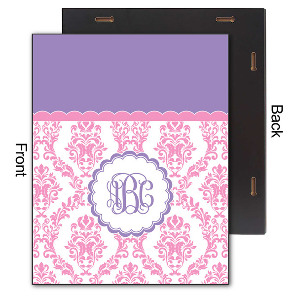 Pink, White & Purple Damask 11x14 Wood Print - Front & Back View
