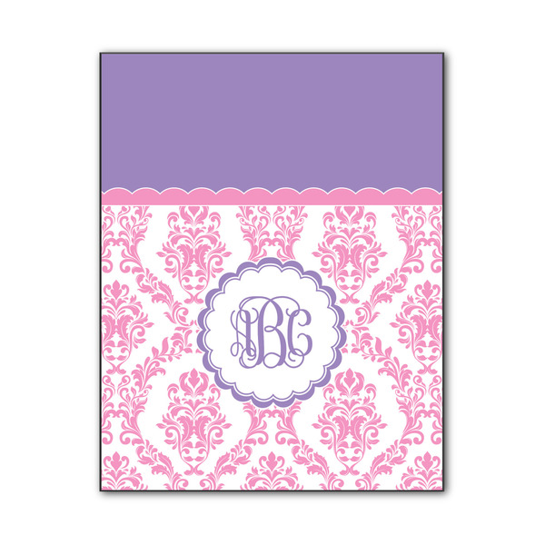 Custom Pink, White & Purple Damask Wood Print - 11x14 (Personalized)