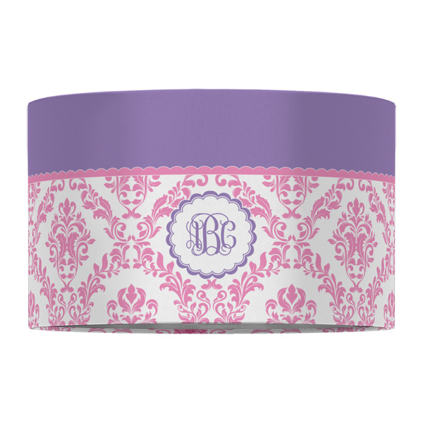 Pink, White & Purple Damask 12" Drum Lampshade - FRONT (Fabric)