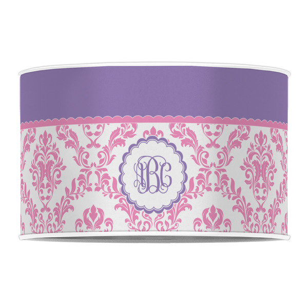 Pink, White & Purple Damask 12" Drum Lampshade - FRONT (Poly Film)
