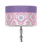 Pink, White & Purple Damask 12" Drum Lampshade - ON STAND (Poly Film)