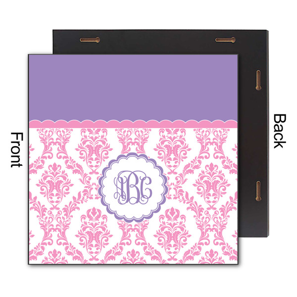 Pink, White & Purple Damask 12x12 Wood Print - Front & Back View