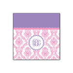 Pink, White & Purple Damask Wood Print - 12x12 (Personalized)